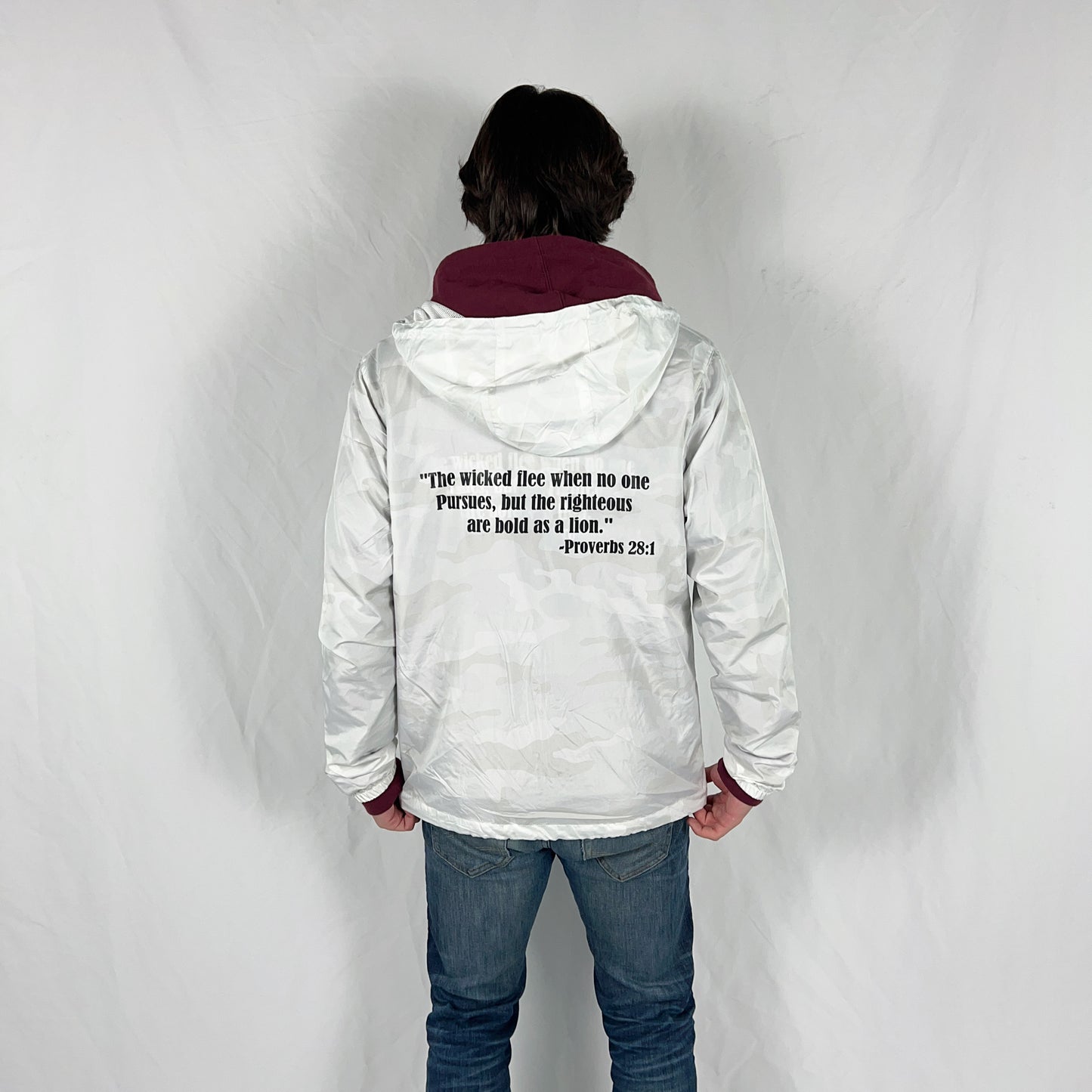 White Camo Windbreaker-White Sanctify