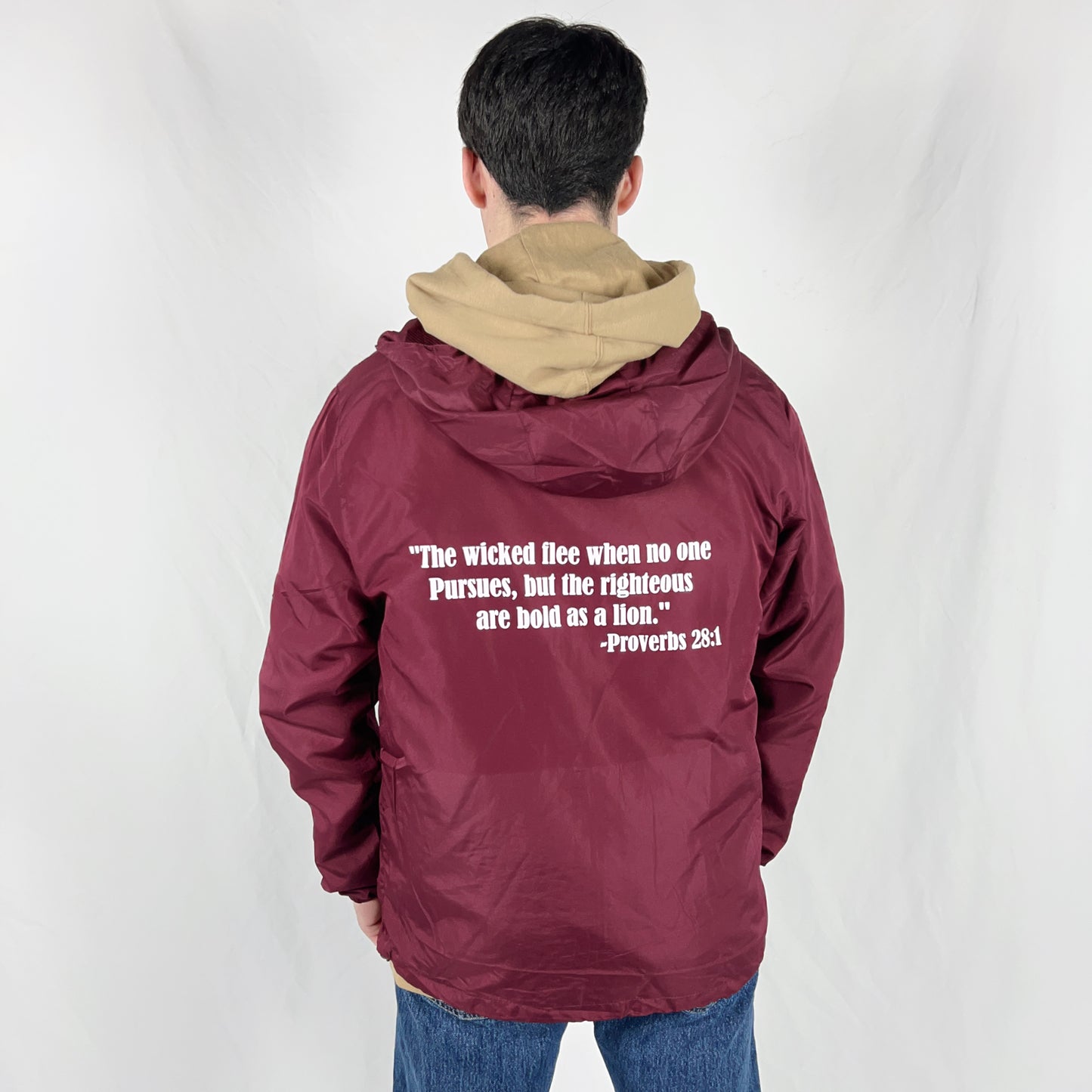 Maroon Windbreaker-White Sanctify