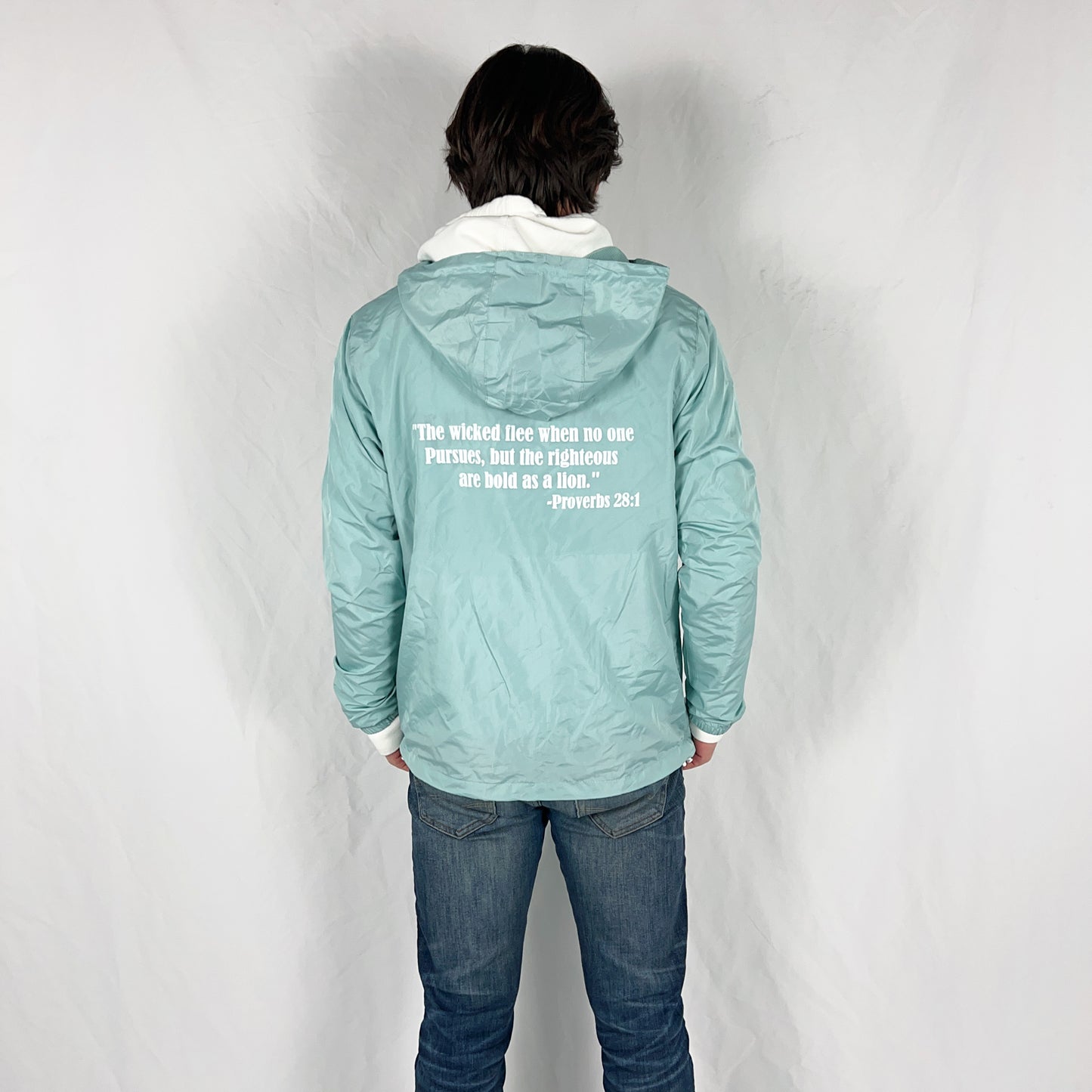 Mint Blue Windbreaker-White Sanctify